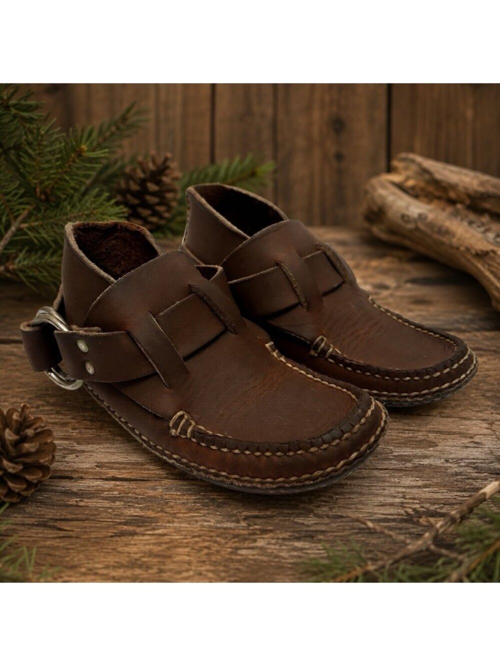 Quoddy Trail Moccasin Co Original Ring Boot Brown Leather Shoe Womens Size 6